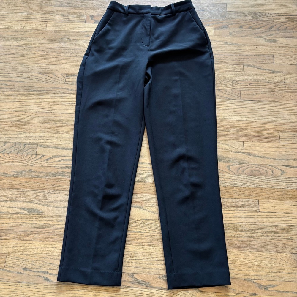 Express Editor Straight Super High Rise Black Trousers Size 2L Dress Pants